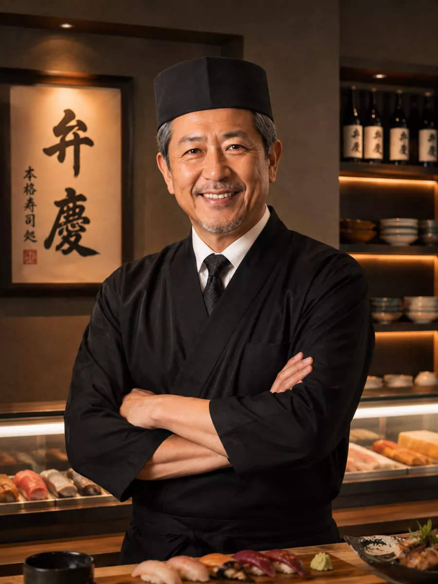 ハワイで日本料理店を開業し、オーナーシェフを務めていた若い頃の中瀬仁。